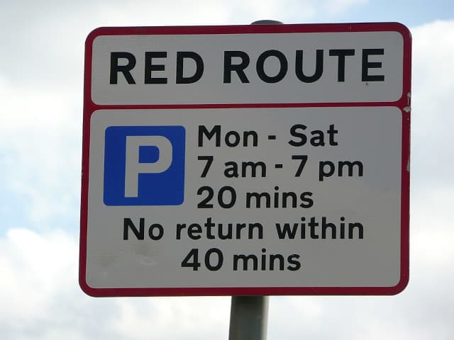 London red route and bus lane with parking restrictions